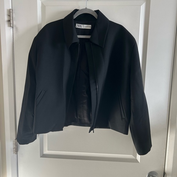 Zara Black Swing Jacket With Zipper Size XL - Picture 7 of 7